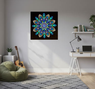 Poster woonkamer mandala kleurrijke stippen - TenStickers