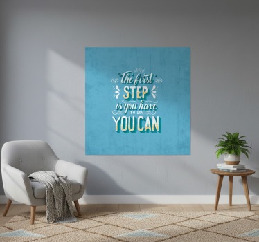 Poster woonkamer quote de eerste stap - TenStickers
