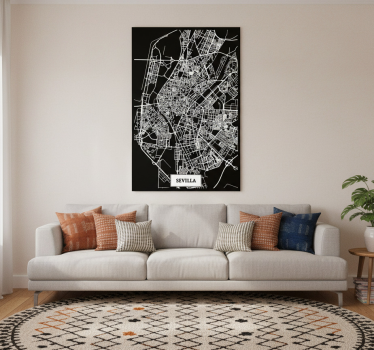 Poster woonkamer topografische kaart sevilla - TenStickers