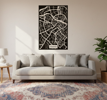 Poster woonkamer topografische kaart zaragoza - TenStickers