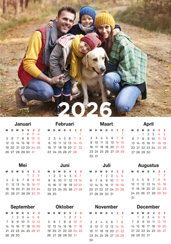 Aanpasbare poster kalender 2026 - TenStickers