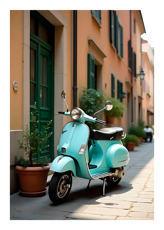 vespa fiets realistische fotoposter - TenStickers