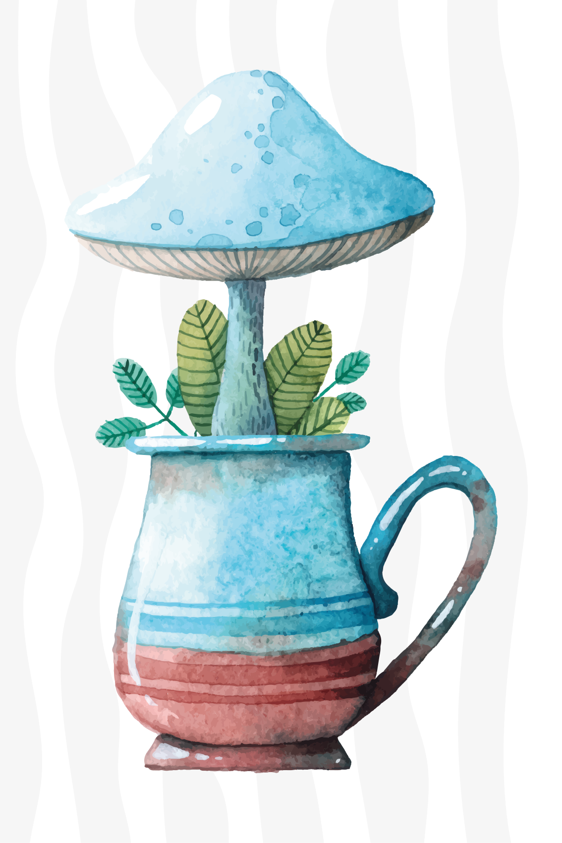 Poster keuken schattig paddenstoelenontwerp in mok - TenStickers