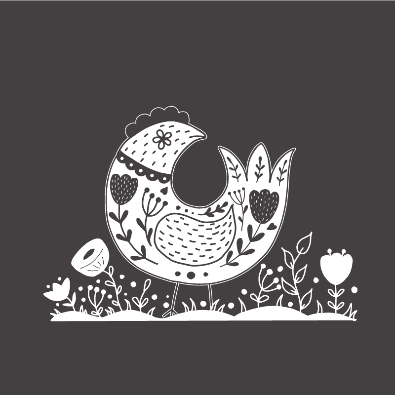 Poster keuken trotse kippen met pools bloemenpatroon - TenStickers