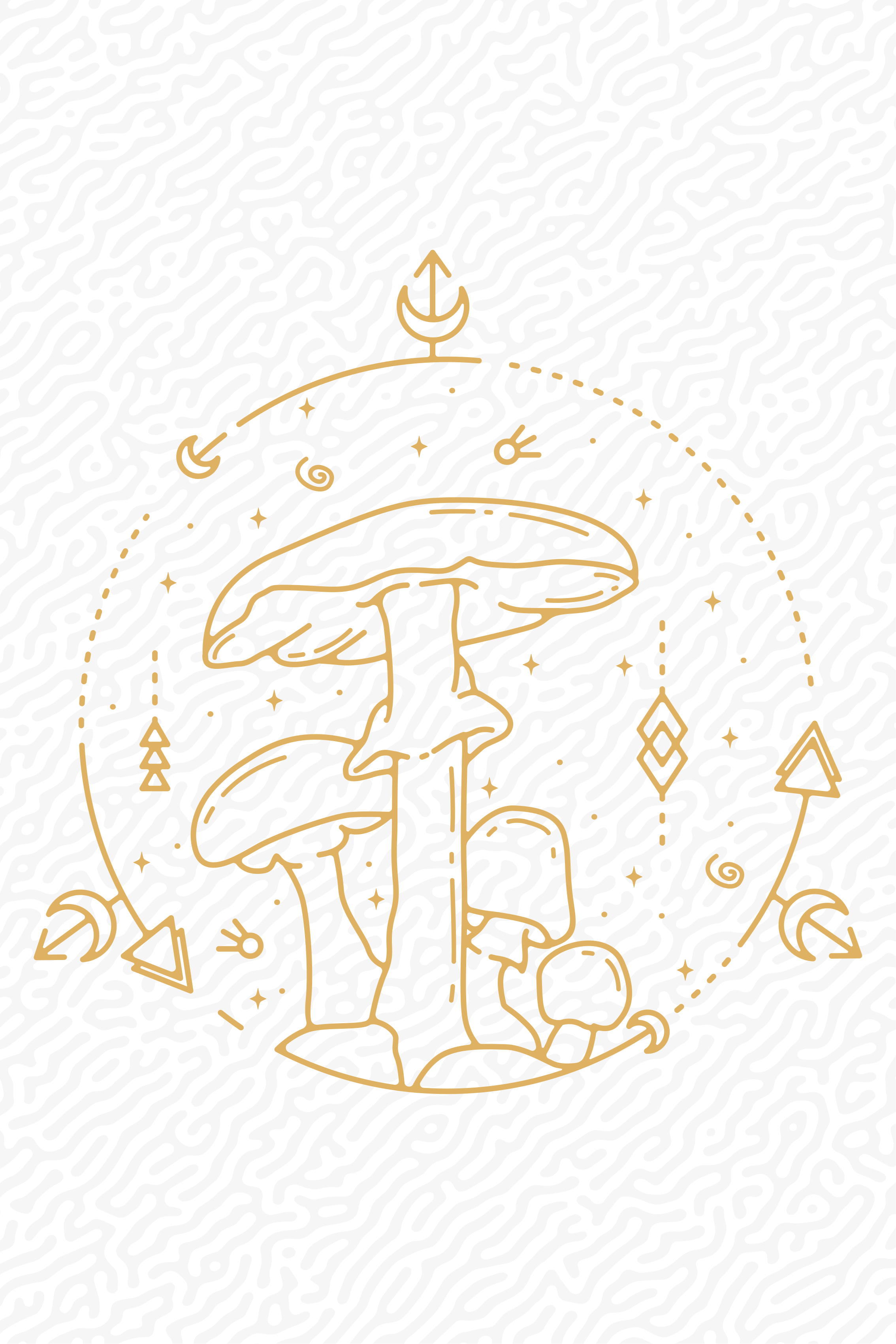 Poster keuken geometrisch paddenstoel monoline ontwerp - TenStickers