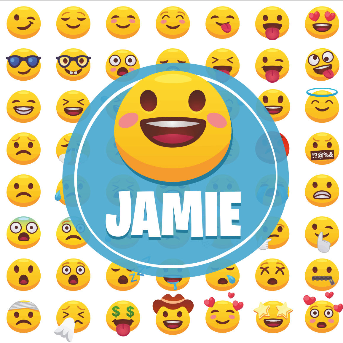 Poster tienerkamer emojis met naam - TenStickers