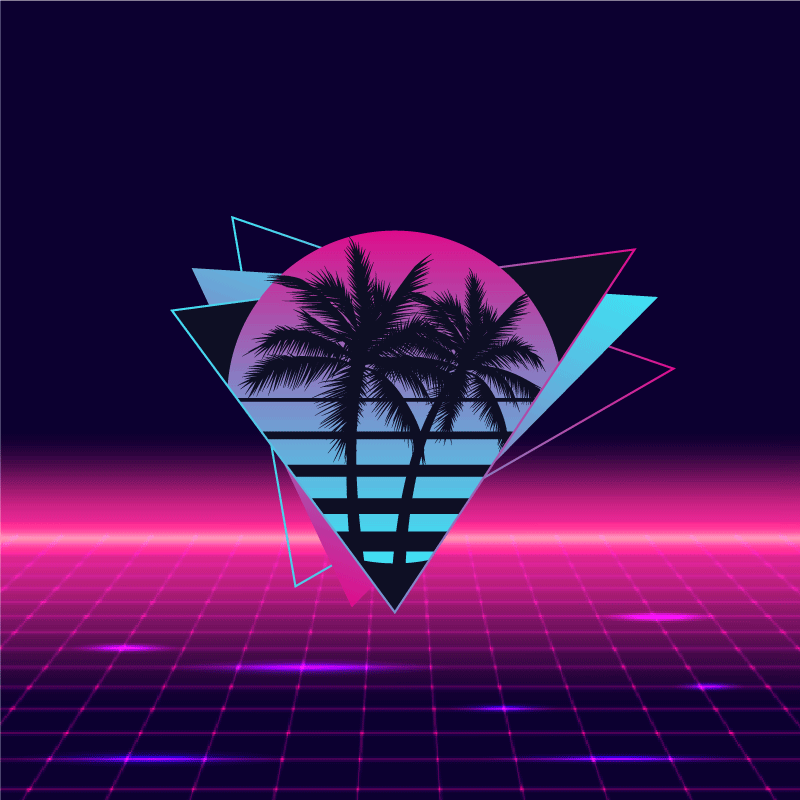 Poster woonkamer vaporwave stijl palmboom - TenStickers