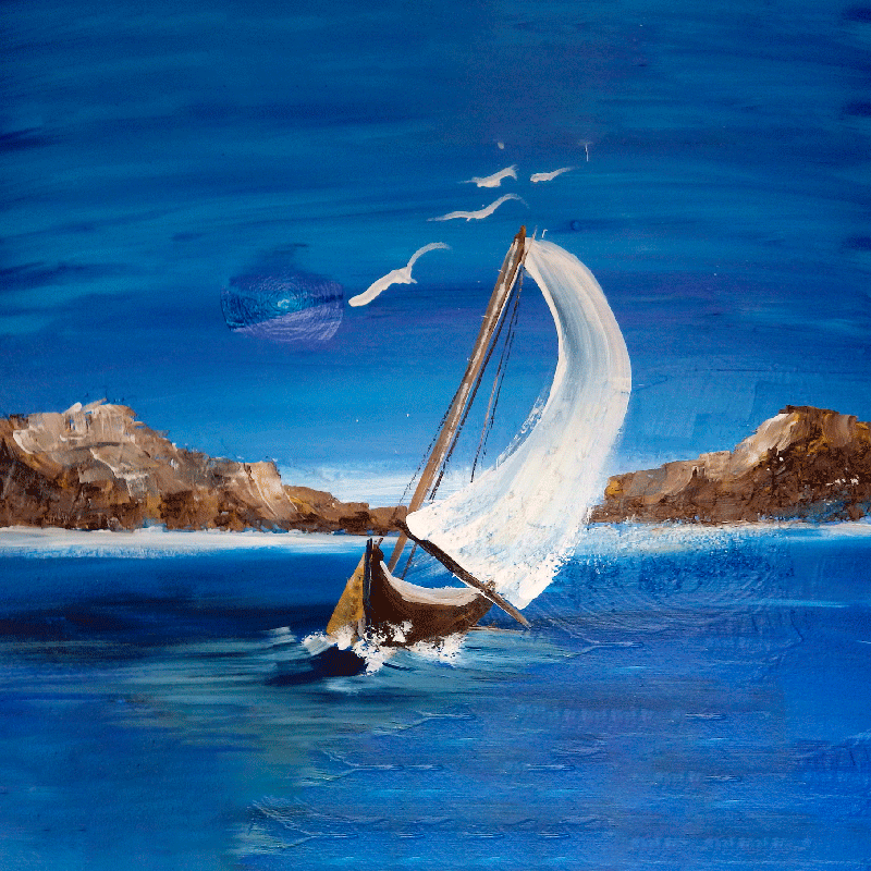 Poster woonkamer canvas zeilboten - TenStickers