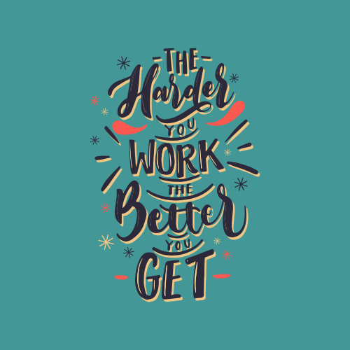 Poster woonkamer quote hard work - TenStickers