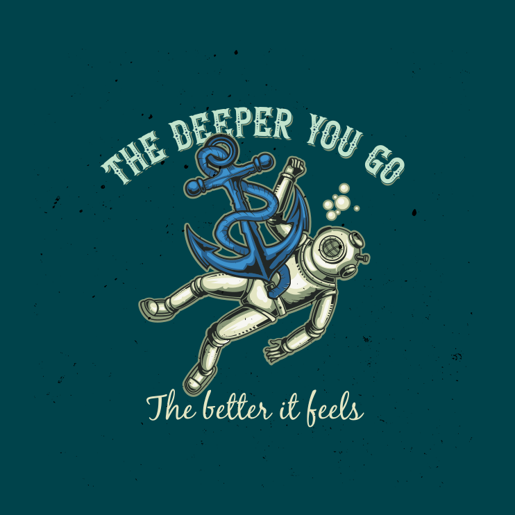 Poster woonkamer de dieper je gaat - TenStickers