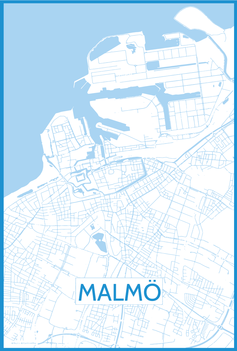 Poster woonkamer malmo kaart - TenStickers