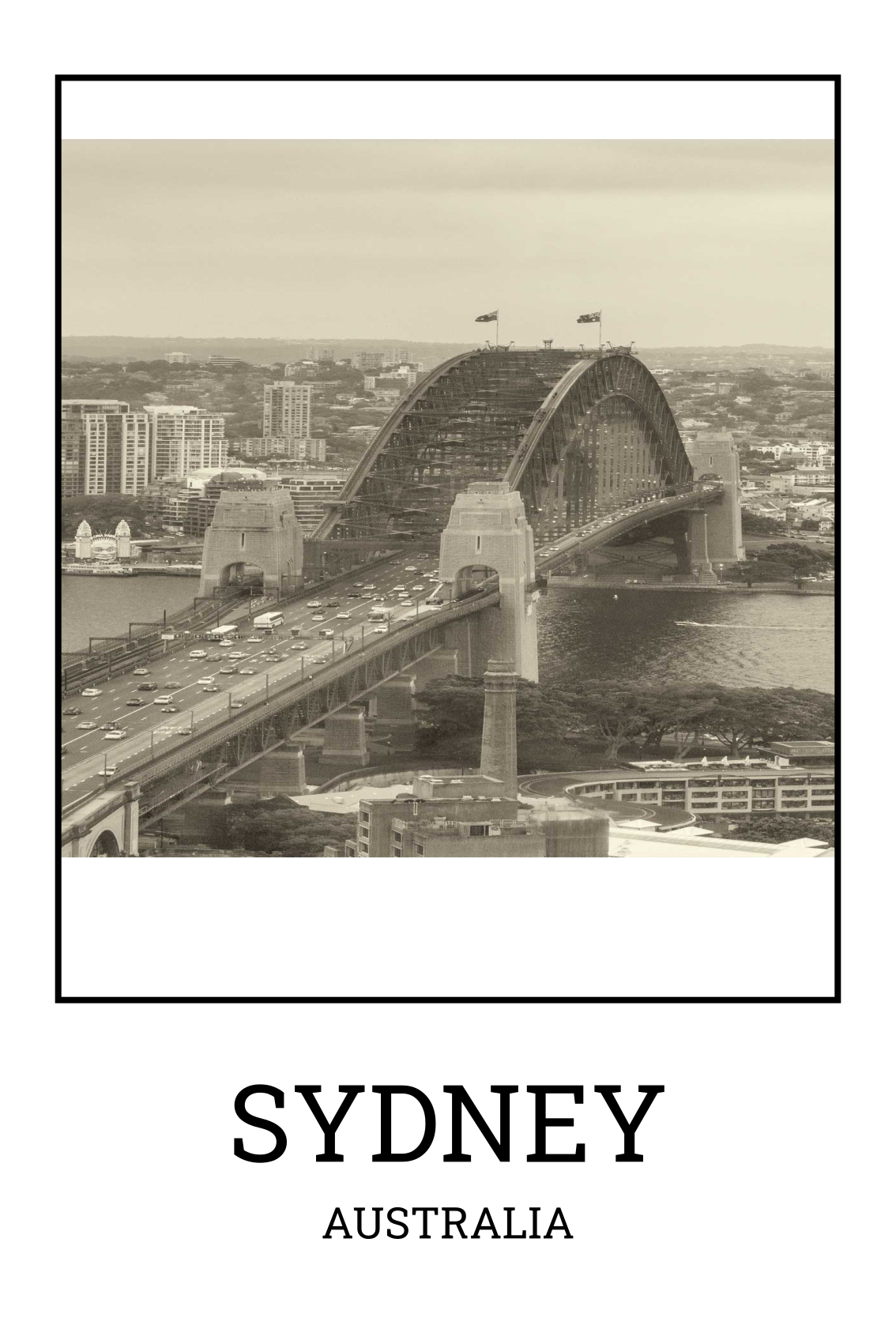 Poster woonkamer sydney zwart-wit - TenStickers