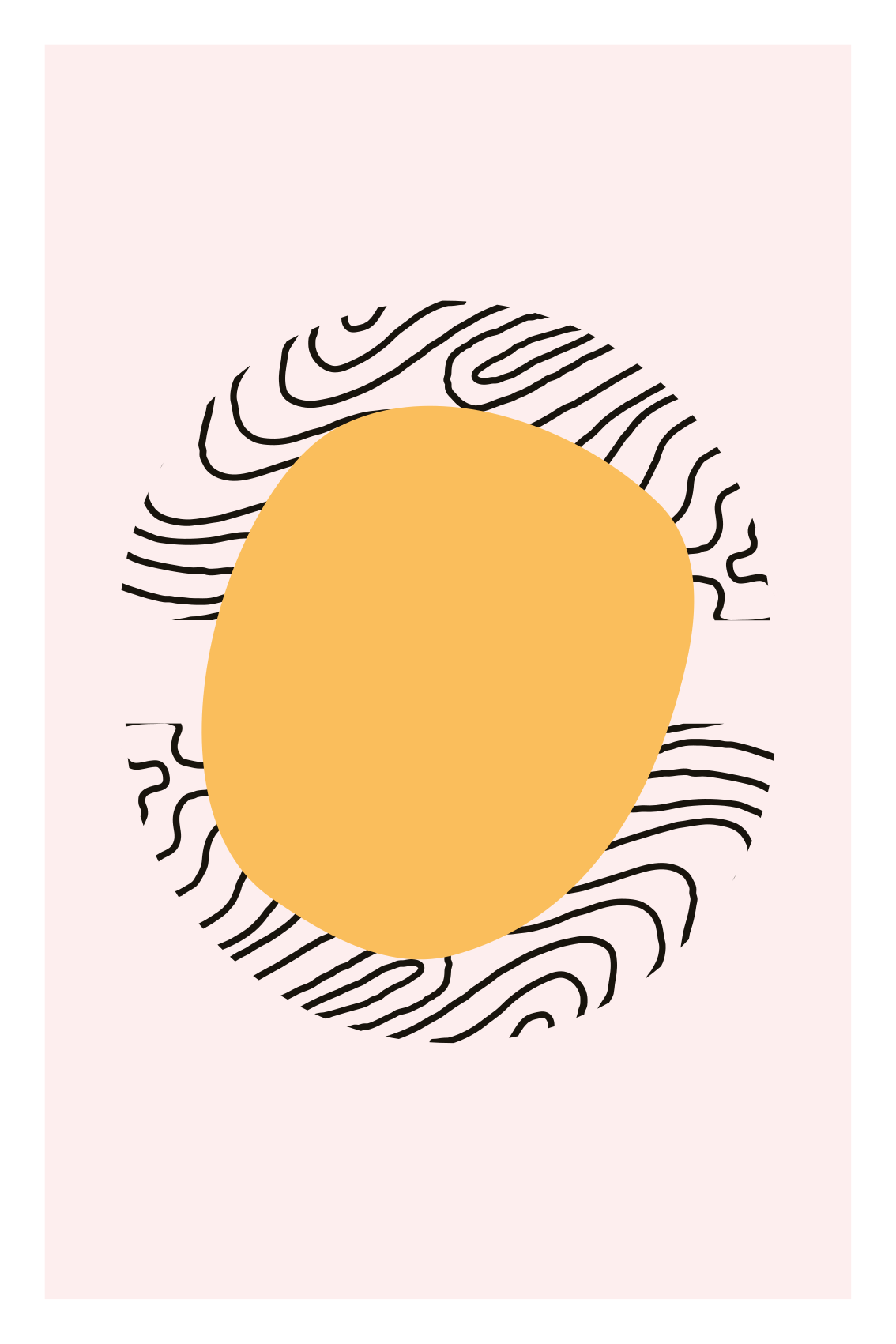 Poster woonkamer lijnen en gele vorm - TenStickers