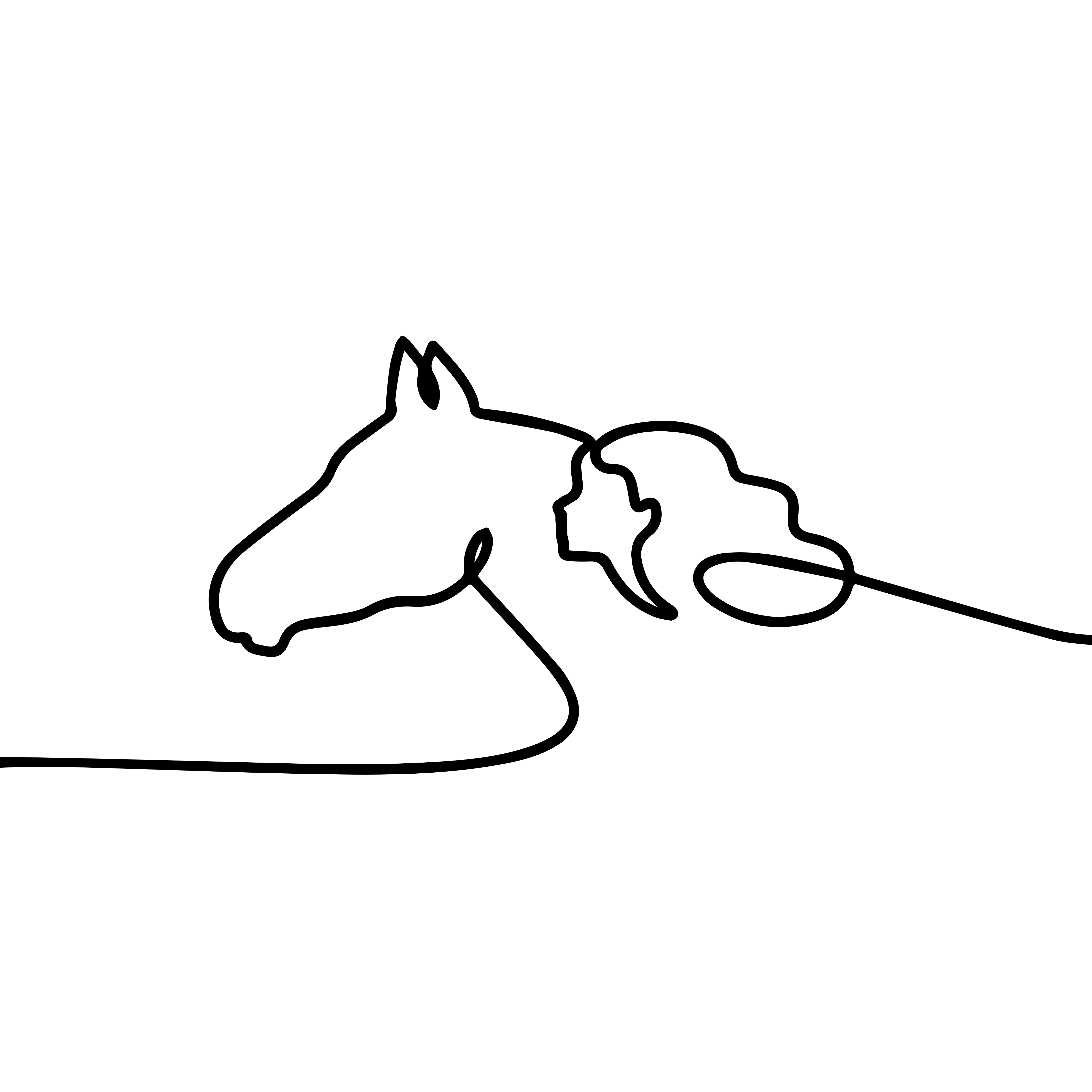 Poster woonkamer vrouw met paarden lijntekening - TenStickers