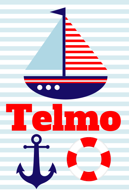 Kinderkamer poster zeilboot met naam - TenStickers
