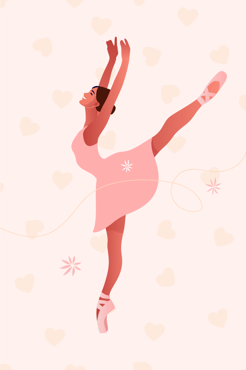Kinderkamer poster ballerina met harten - TenStickers