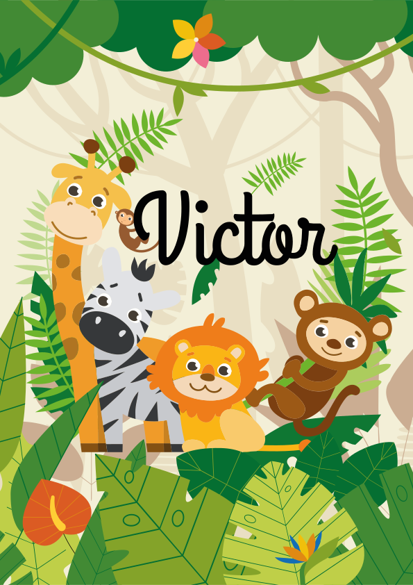 Kinderkamer poster op maat jungle dieren - TenStickers