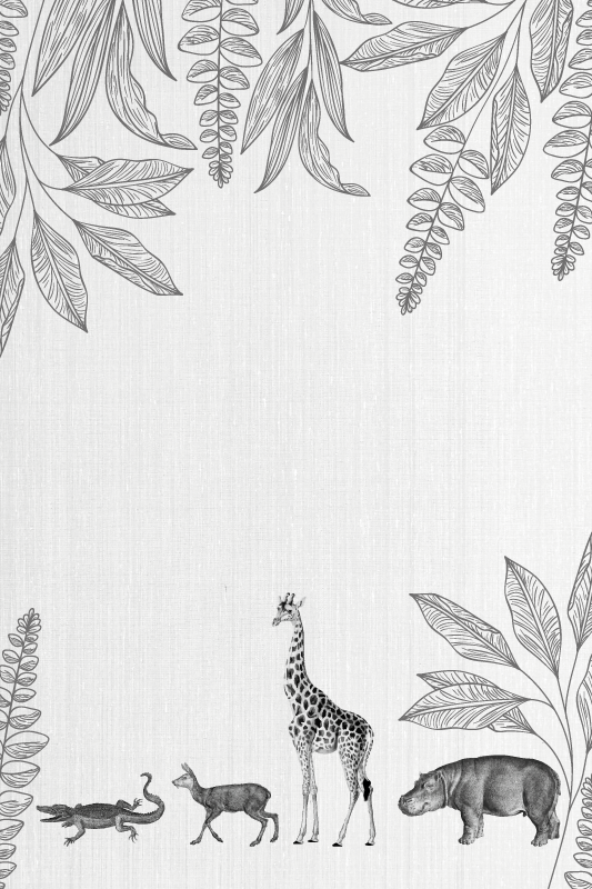 Kinderkamer poster safari dieren en bomen rand - TenStickers