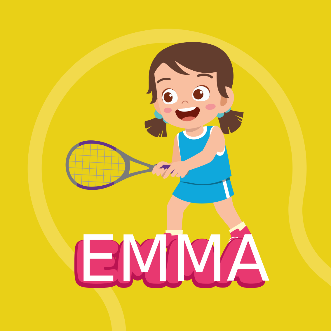 Kinderkamer poster meisje tennisser met naam - TenStickers
