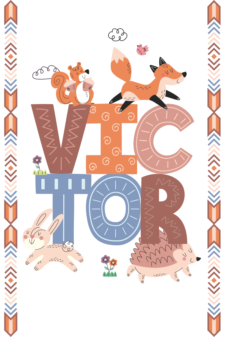 Kinderkamer poster bosdieren met naam - TenStickers