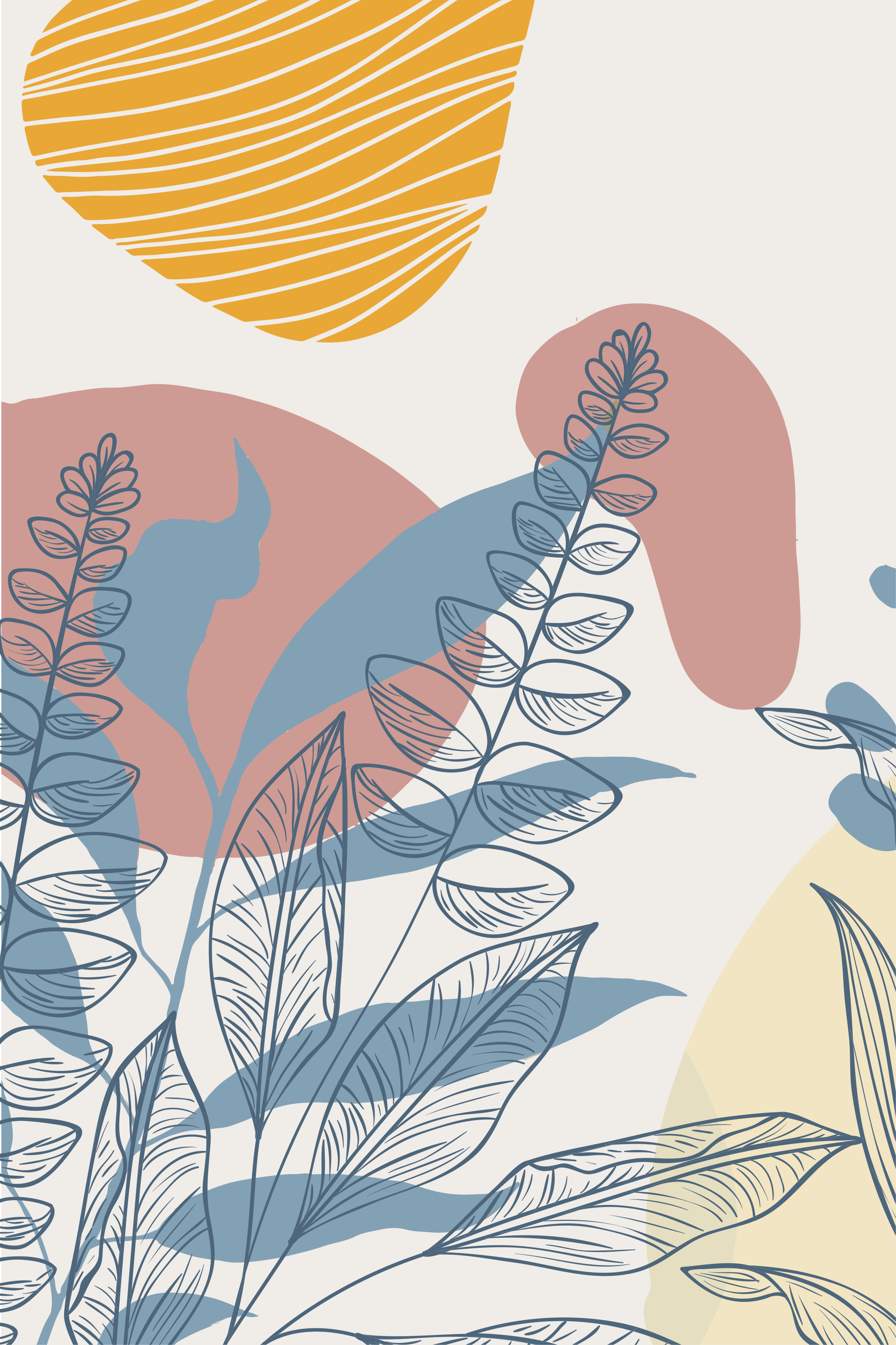 Bloemen en planten poster scandinavische abstracte bladeren - TenStickers
