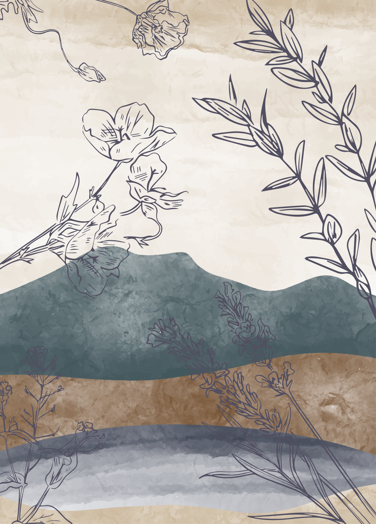 Bloemen en planten poster botanische silhouet - TenStickers