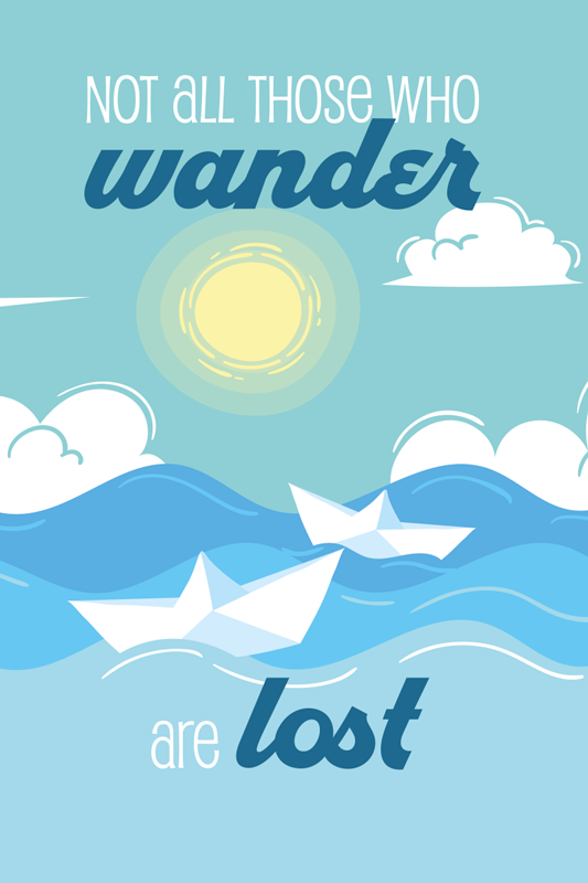 Poster met tekst wander verloren quote zonneschijn - TenStickers