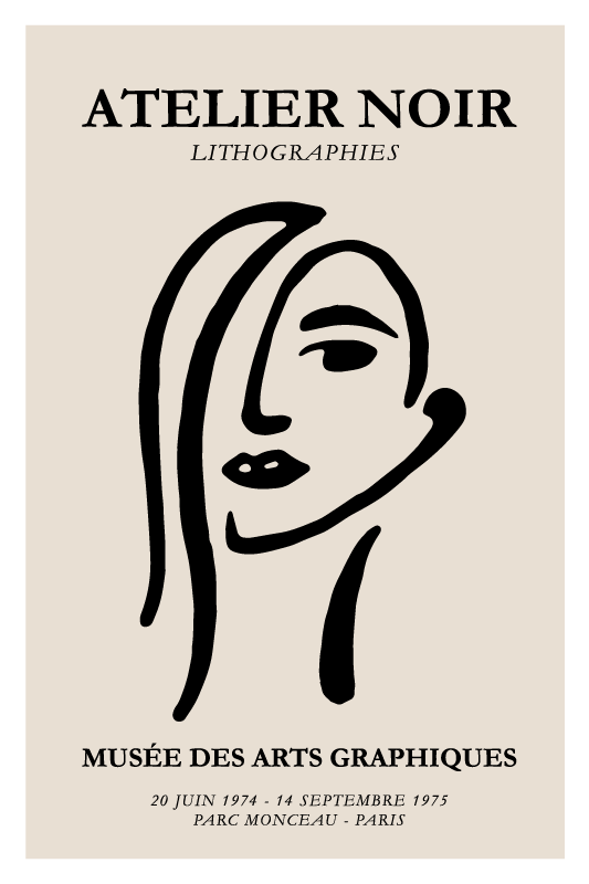 Poster met tekst atelier zwart - TenStickers