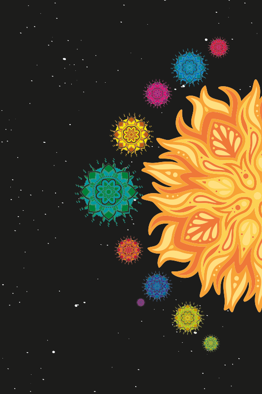 Poster puber zonnestelsel mandala's - TenStickers
