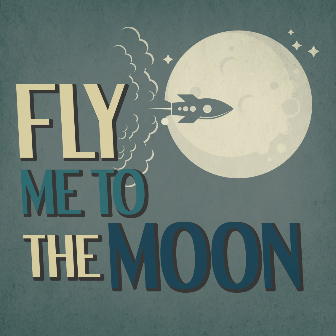 Poster tienerkamer rocketreis naar de maan - TenStickers