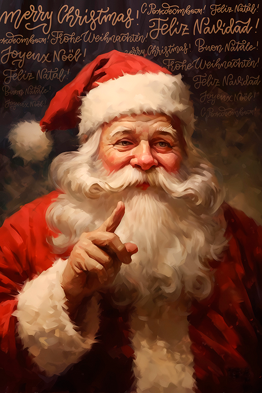 Kerst poster santa claus portret - TenStickers