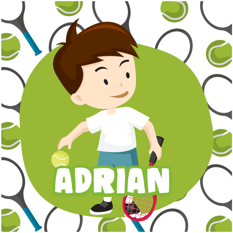 Poster sport kind tennis speler met naam - TenStickers