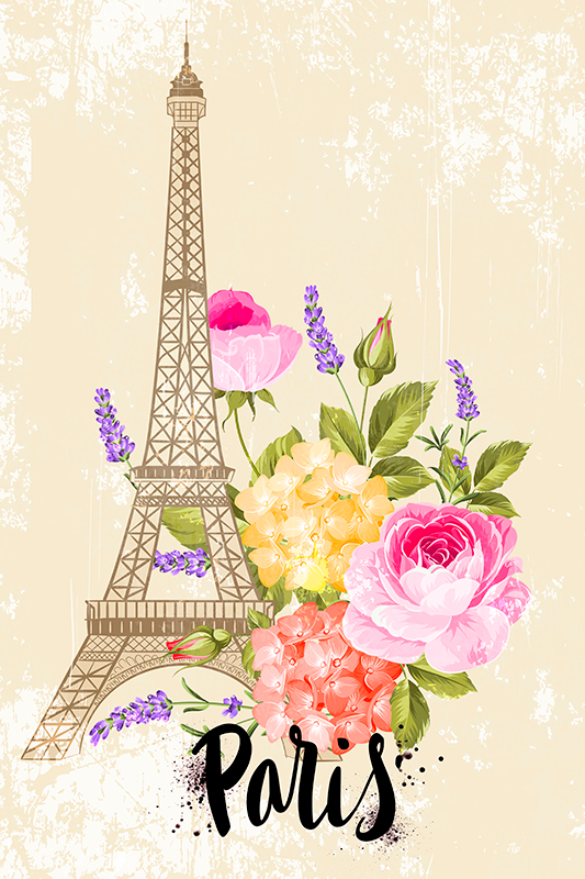 Poster steden torre eiffel in de lente - TenStickers