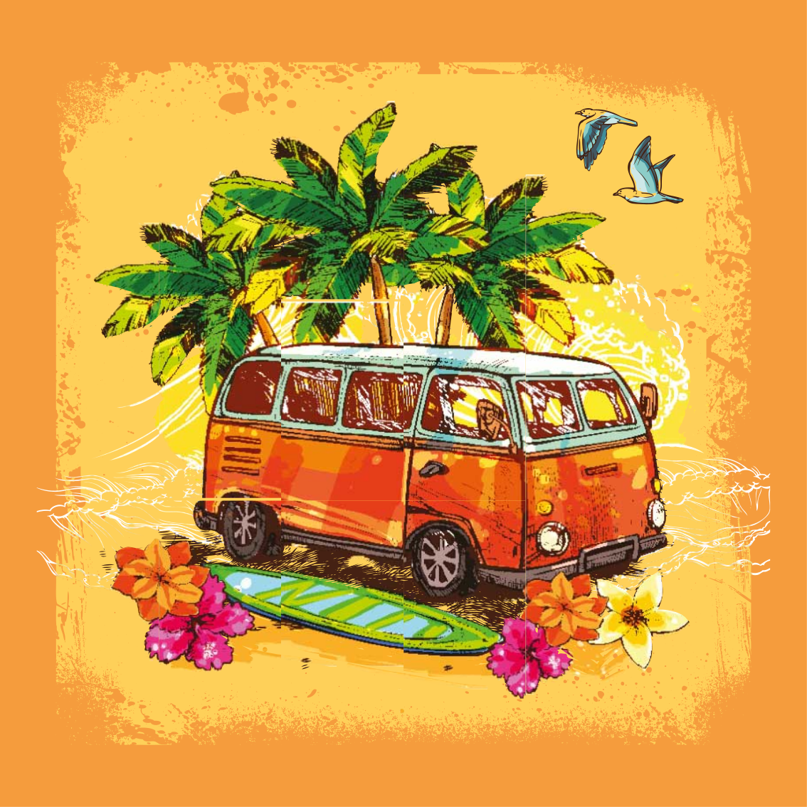 Poster steden classic surf van - TenStickers