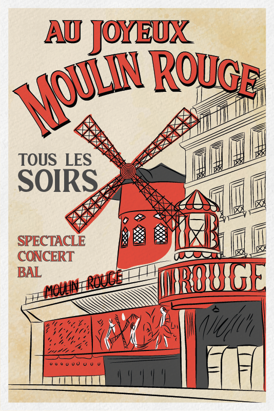 Poster steden le moulin rouge - TenStickers