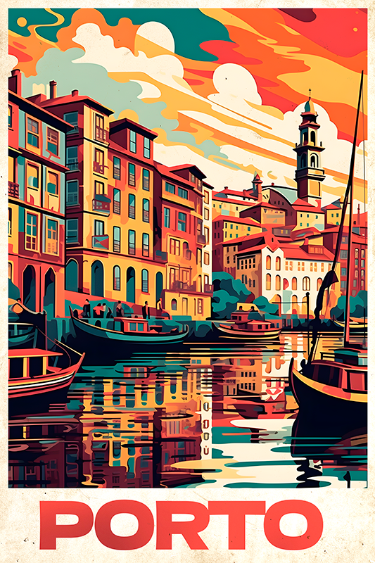 Poster steden oporto vintage poster - TenStickers
