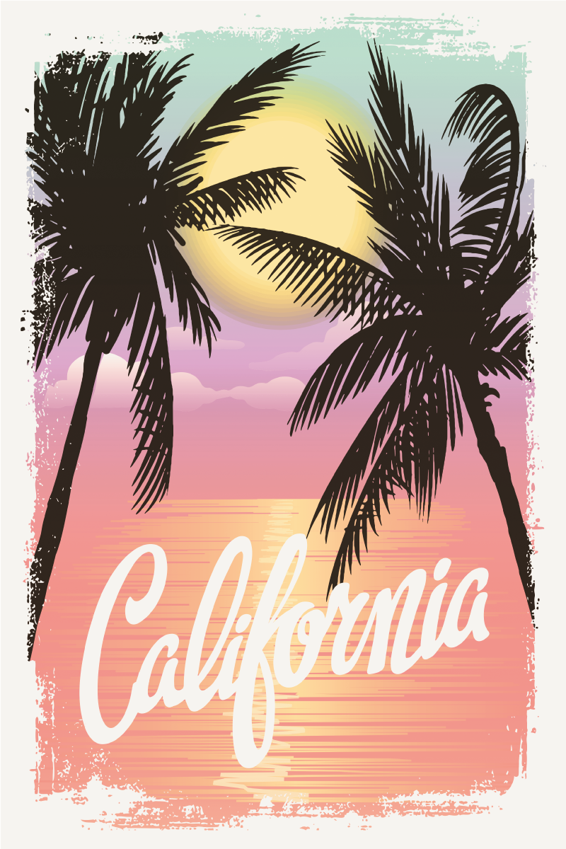 Poster steden californische zonsondergang vibes - TenStickers