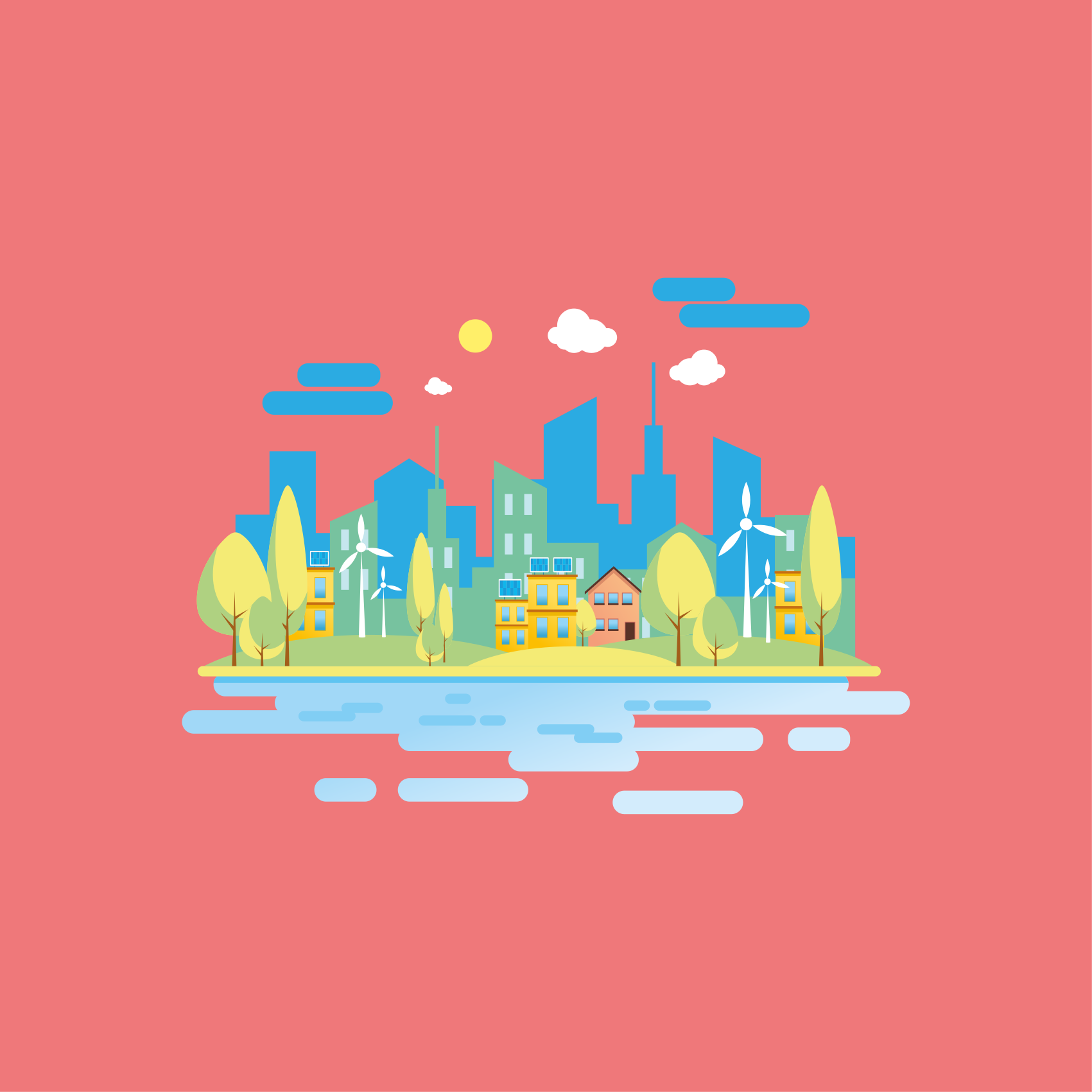 Poster steden modern stedelijk landschap - TenStickers