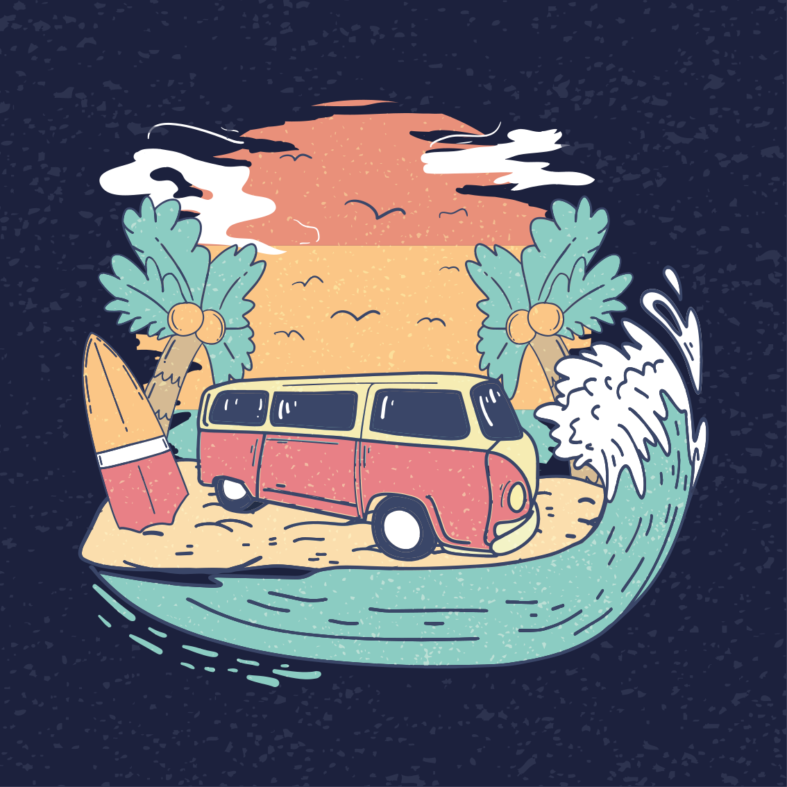 Poster steden surfende van scene - TenStickers