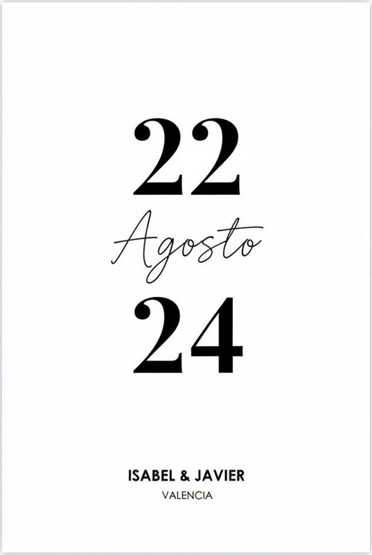 Aanpasbare poster minimalistische trouwdatum - TenStickers