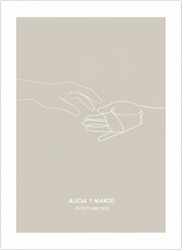 Aanpasbare poster minimalistische reikende handen - TenStickers