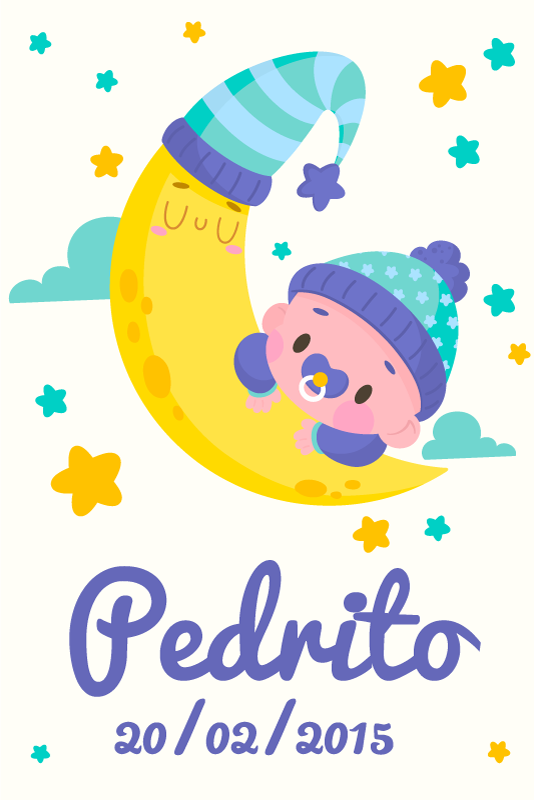 Aanpasbare poster slaapkruid baby maan - TenStickers