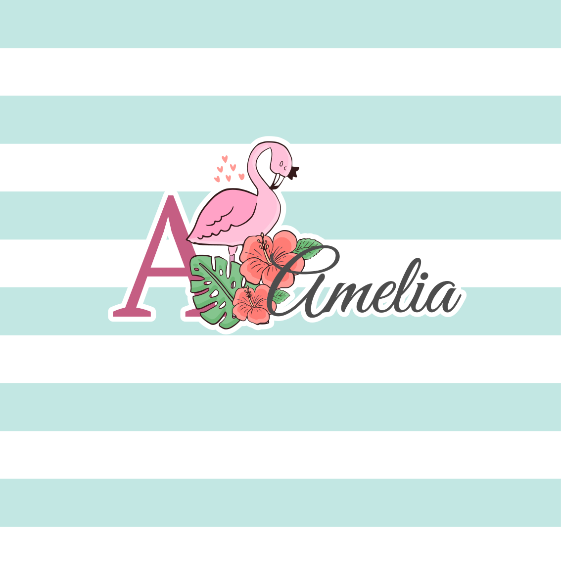 Aanpasbare poster gepersonaliseerd flamingo detail - TenStickers