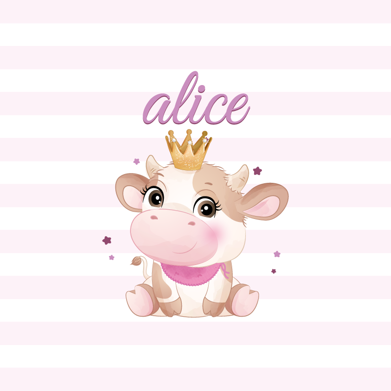 Aanpasbare poster schattige koe prinses - TenStickers