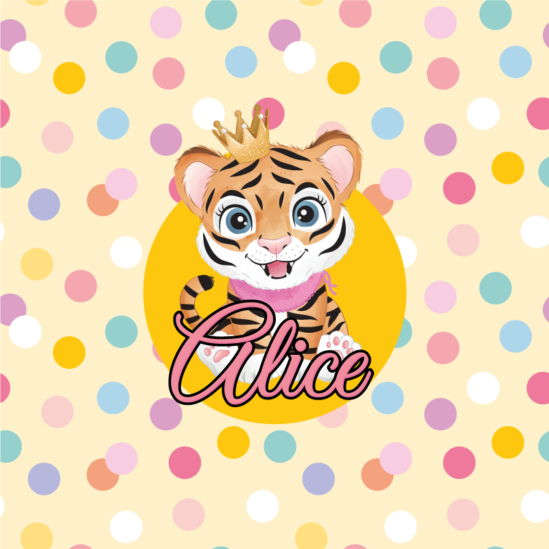 Aanpasbare poster schattig tijger karakter - TenStickers