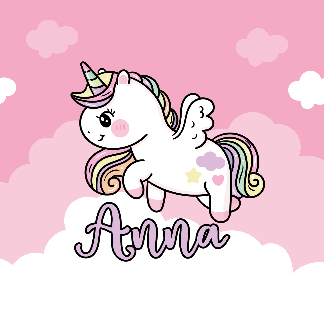 Aanpasbare poster schattige eenhoorn fantasie - TenStickers