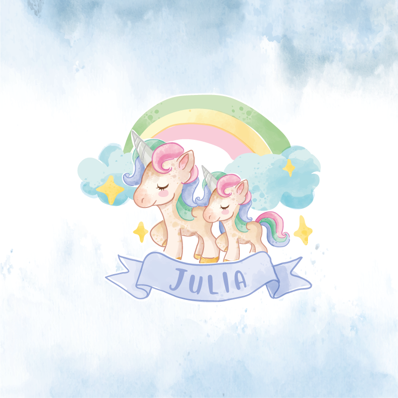 Aanpasbare poster schattig eenhoorn paar - TenStickers