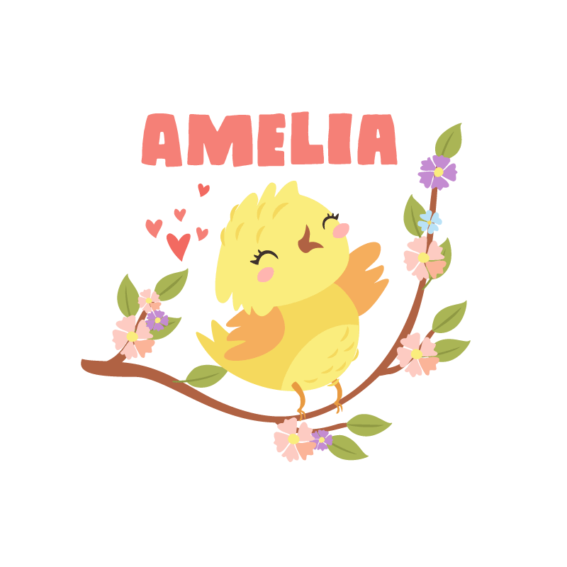 Aanpasbare poster vrolijke gele vogel - TenStickers