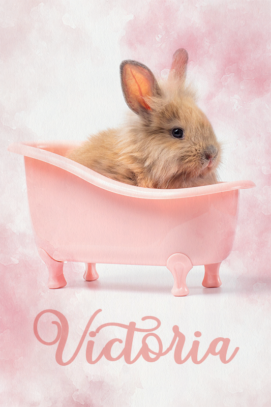 Aanpasbare poster schattig konijnenportret - TenStickers