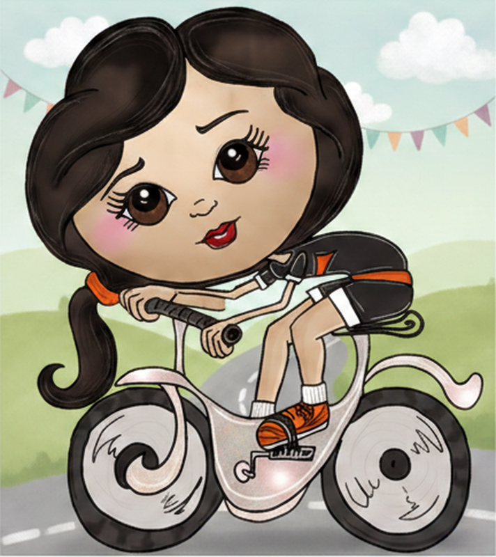 Poster fiets kindertekening van een fietser - TenStickers